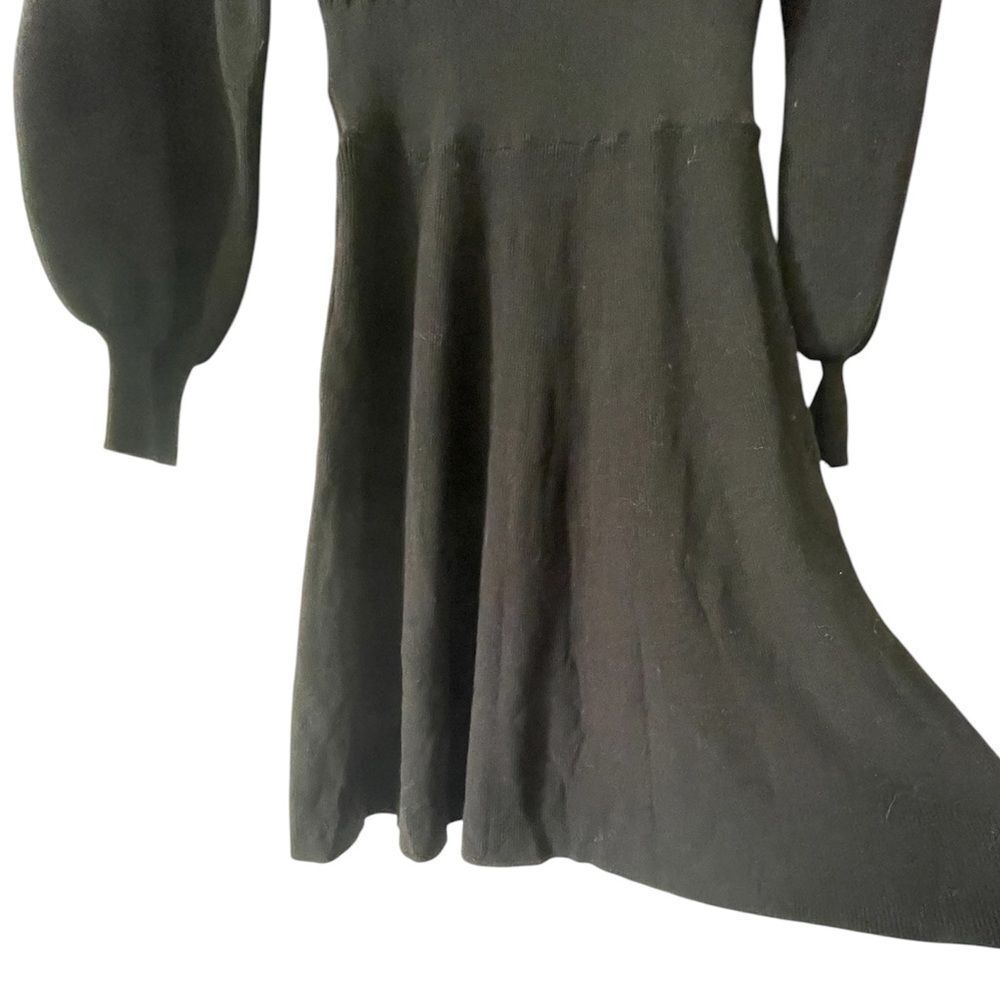 PINKO Black Knit Fit & Flare Dress Square Neck Balloon Sleeves Size Small NWT - Picture 6 of 15